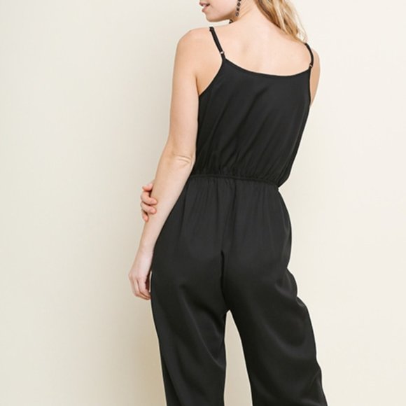 NWOT! Umgee Black Jumpsuit with Front Tie - Picture 3 of 5
